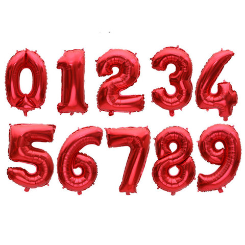 Globos Metálicos de Números Rojos