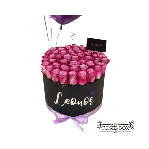 Round Box 50 Rosas Lilas