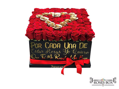 Square Box XXL 100 Rosas Rojas Personalizada