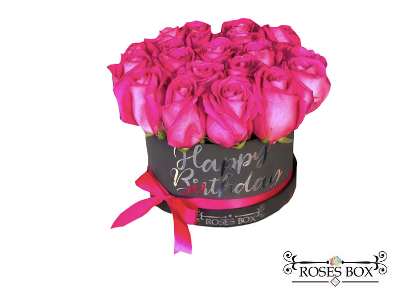 Round Box 25 Rosas fucsias