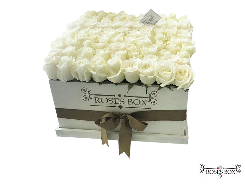 Square Box XXL 100 Rosas blancas