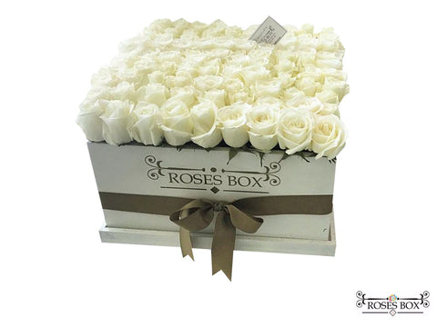 Square Box XXL 100 Rosas blancas