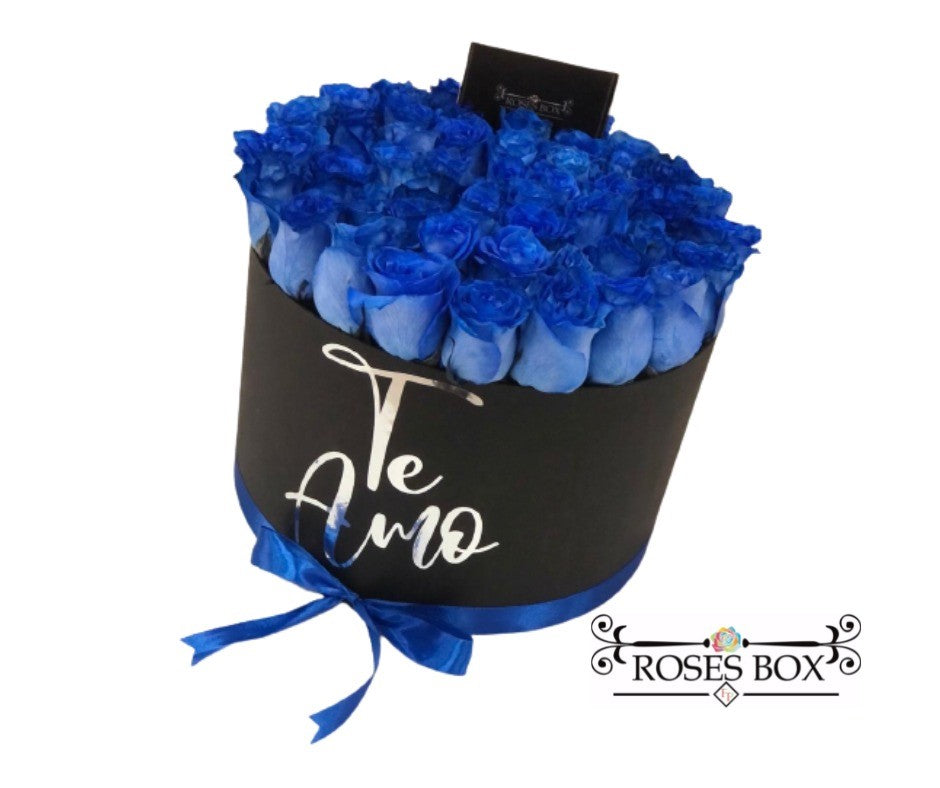 Round Box 50 Rosas Azules